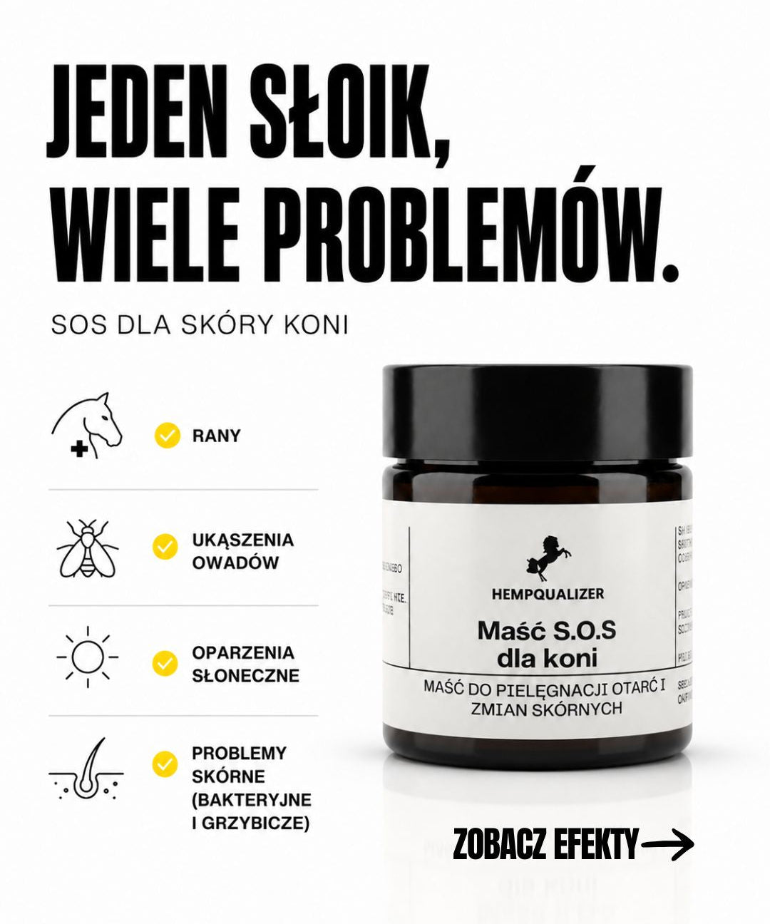 Maść SOS Hempqualizer - zobacz prawdziwe efekty na skórze koni